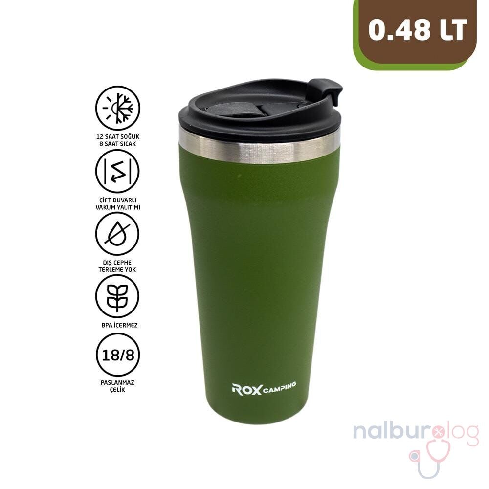 Rox Camping 0191 Kahve Termosu 0.48 Lt - Yeşil
