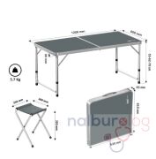 Rox Camping 0313 Tabureli Yükseklik Ayarlı Katlanır Kamp Masası Seti