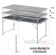 Rox Camping 0313 Tabureli Yükseklik Ayarlı Katlanır Kamp Masası Seti
