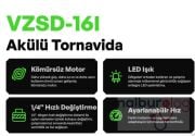 VOLTZ VZSD16-20 Akülü Torklu Vidalama 16.8 Volt 2 Amper Çift Akülü