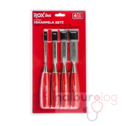 Rox Wood 0184 Ahşap Oyma, Düz Uçlu Iskarpela Takımı 4 Parça