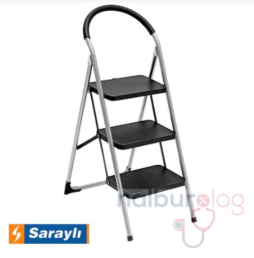 Saraylı Pratik Lüks Mega Metal Merdiven 3 Basamaklı