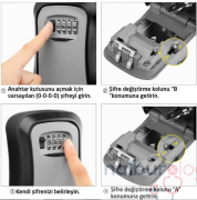 Rox 0337 Duvara Monte Şifreli Anahtar Saklama Kutusu