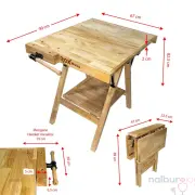 Rox Wood 0338 Mengeneli Katlanır Ahşap Marangoz Çalışma Tezgahı